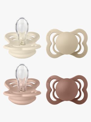 BIBS Supreme Schnuller 4er-Pack Silikon Gr. 1, Ivory/Vanilla/Blush/Woodchuck