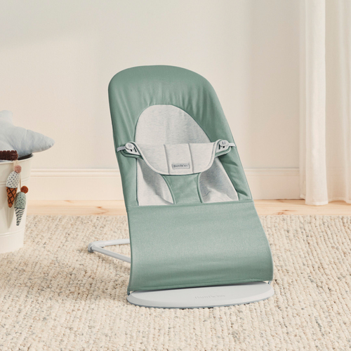 BabyBjörn Balance Soft Babywippe Gewebt Jersey-Stoff, Grün/Grau