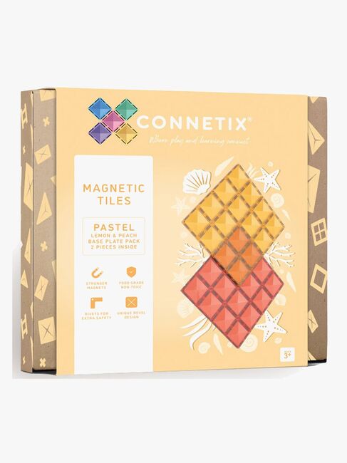 Connetix Bodenplatten 2er-Pack, Pastel Lemon & Peach