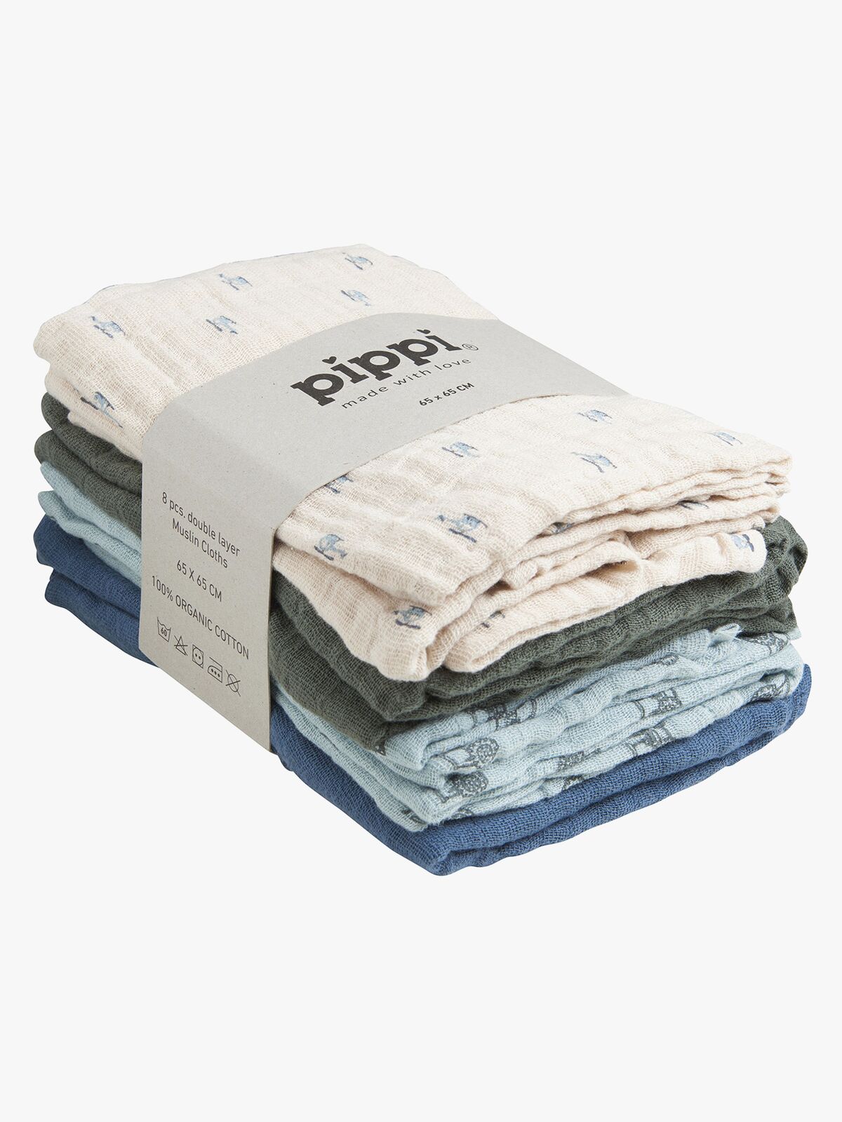 Pippi Musselindecke 8er-Pack, Gray Mist