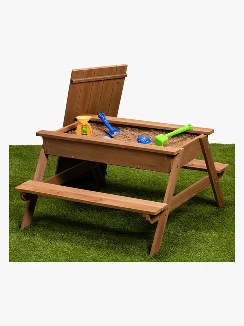 Woodlii Picknicktisch mit Sandkasten + Deckel, Braun