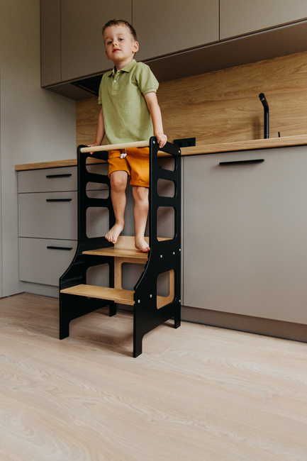 Duck Woodworks Verstellbarer Lernturm, Schwarz