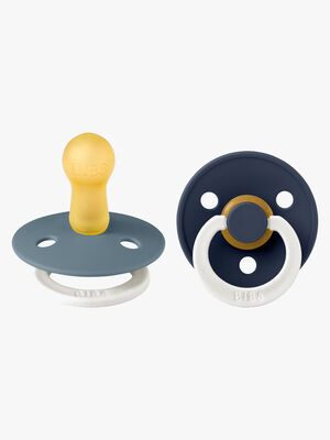 BIBS Colour Glow Schnuller 2er-Pack Latex Größe 2, Petrol/Deep Space