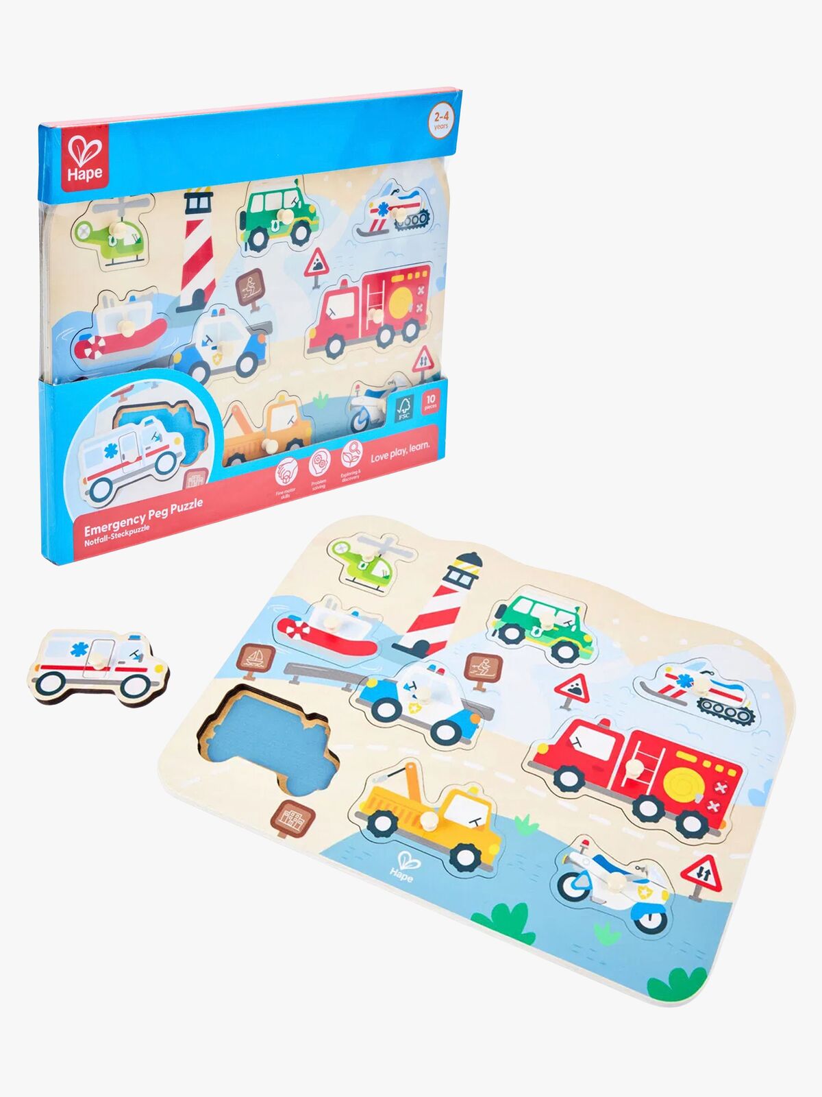 Hape Knopfpuzzle Einsatzfahrzeuge 10 Teile