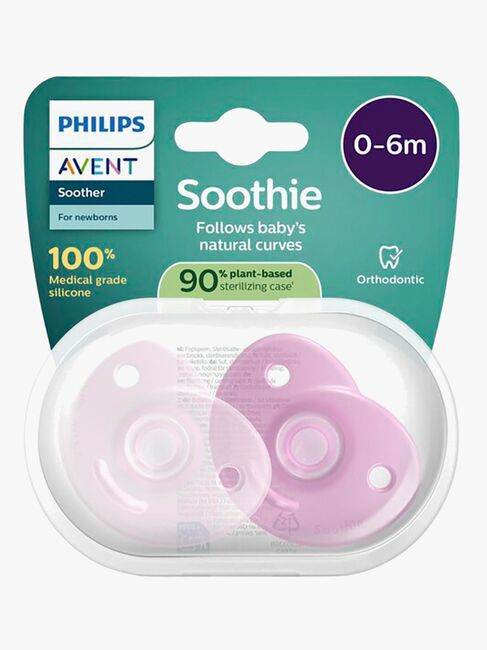 Philips Avent Soothie Schnuller 0–6m 2er-Pack, Rosa/Blau Gemischt