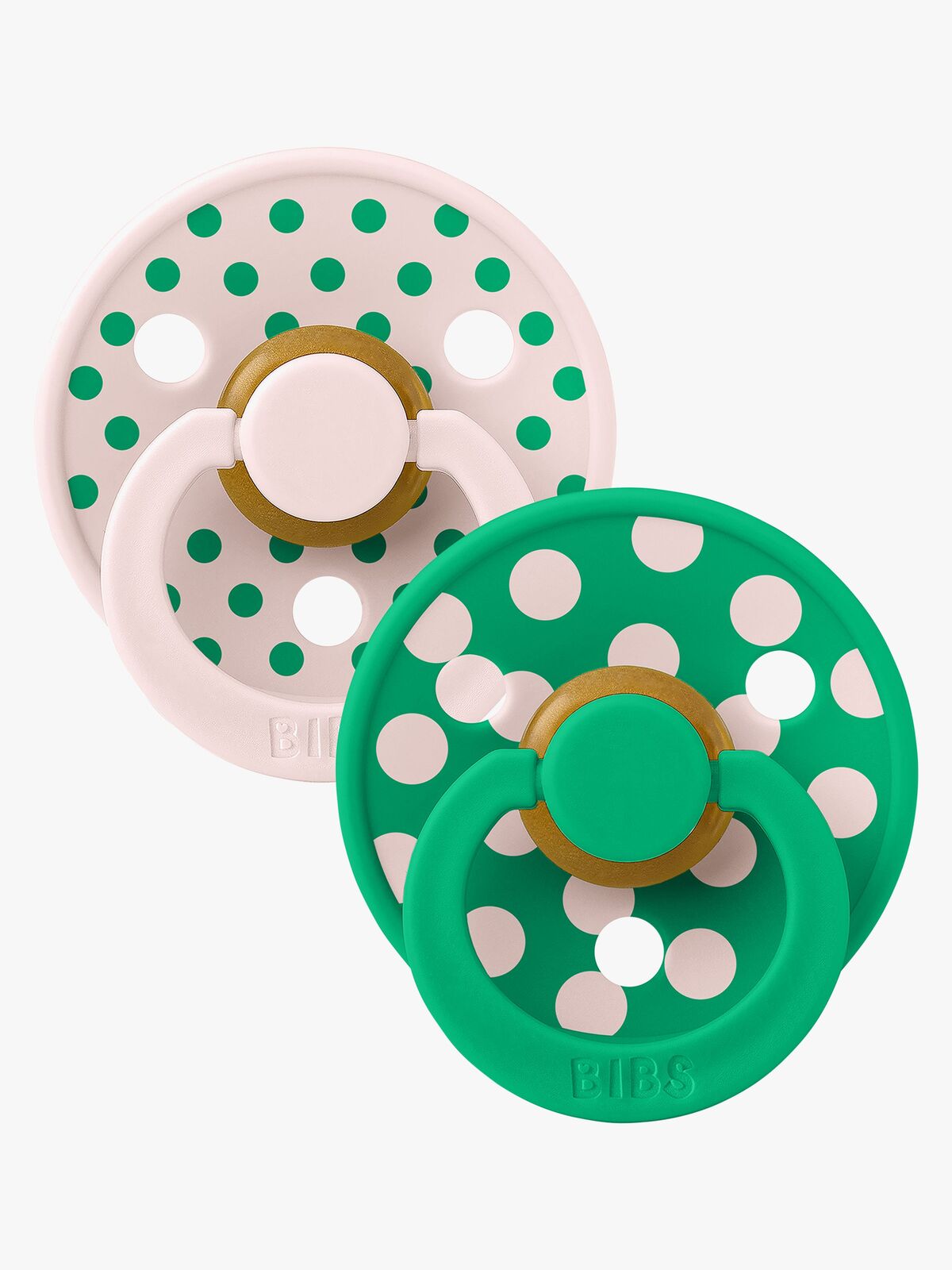BIBS Studio Colour Polka Schnuller 2er-Pack Latex Größe 1, Petal/Cactus