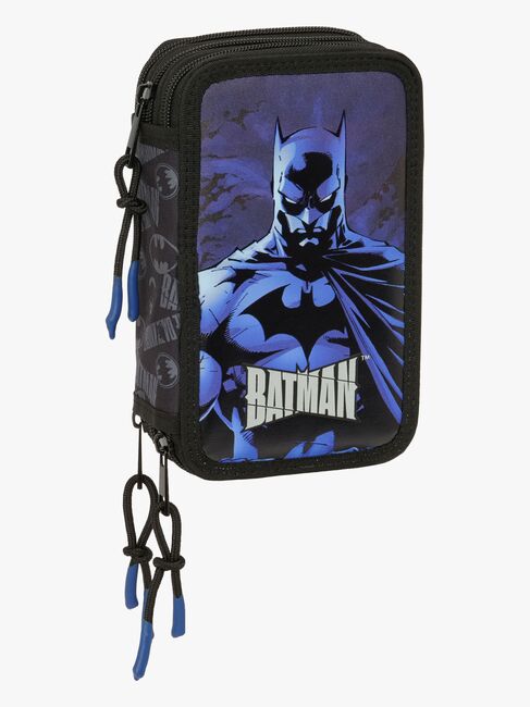 Batman Gefülltes Dreifach-Federmäppchen 37 Teile, Schwarz