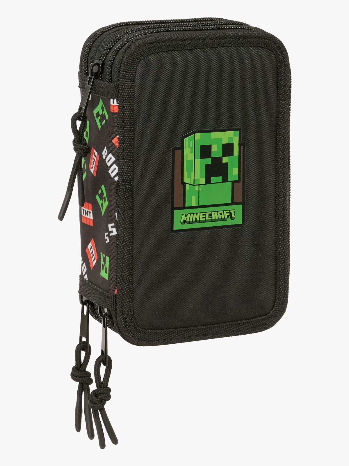 Minecraft Gefülltes Dreifach-Federmäppchen 37 Teile, Schwarz