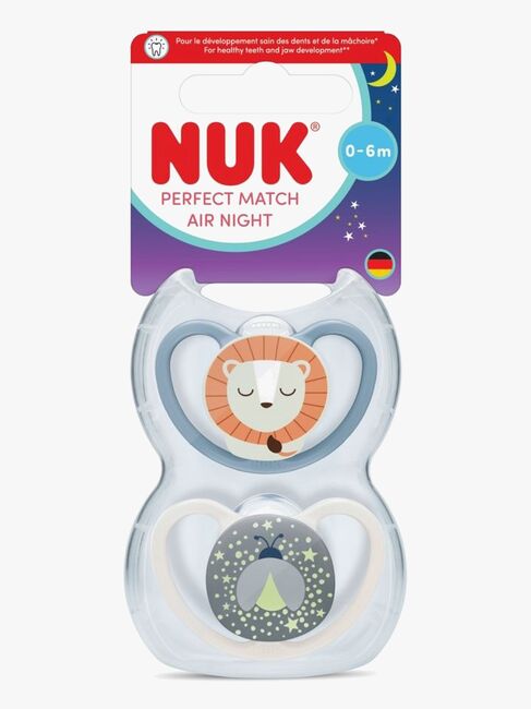 NUK Perfect Match Air Night Schnuller 2er-Pack Größe 1, Lion