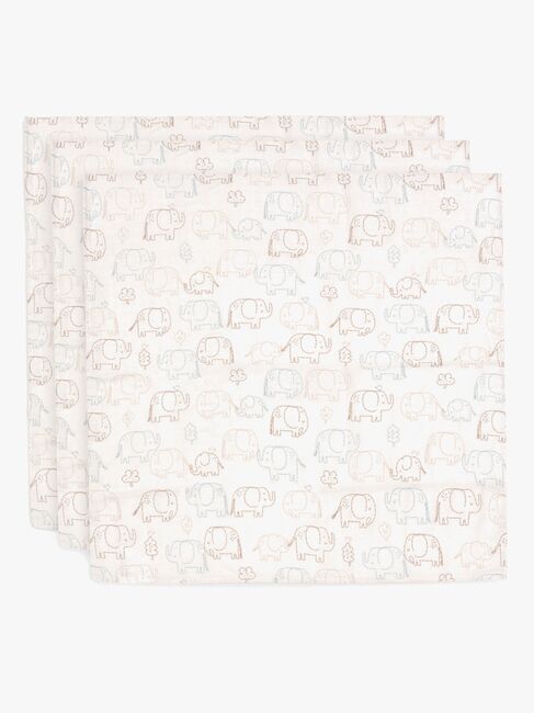 Jollein Musselintuch 70x70 cm 3er-Pack, Elephant Tales