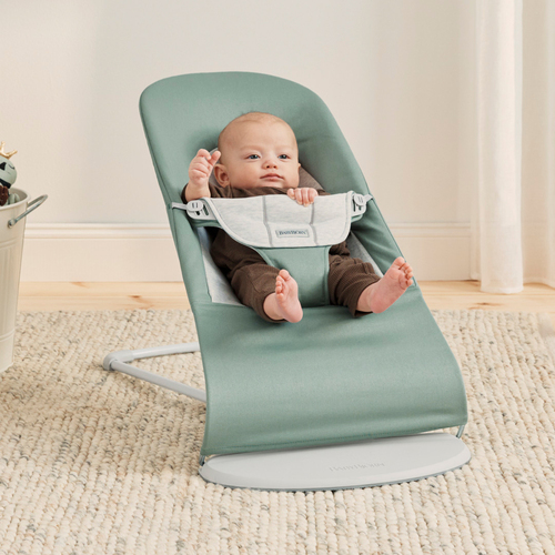 BabyBjörn Balance Soft Babywippe Gewebt Jersey-Stoff, Grün/Grau