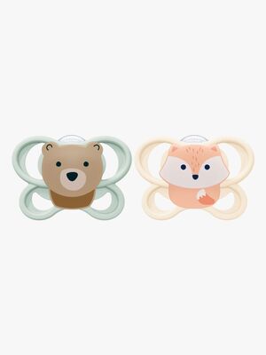 NUK Perfect Match Air Schnuller 2er-Pack Größe 0, Fox/Bear