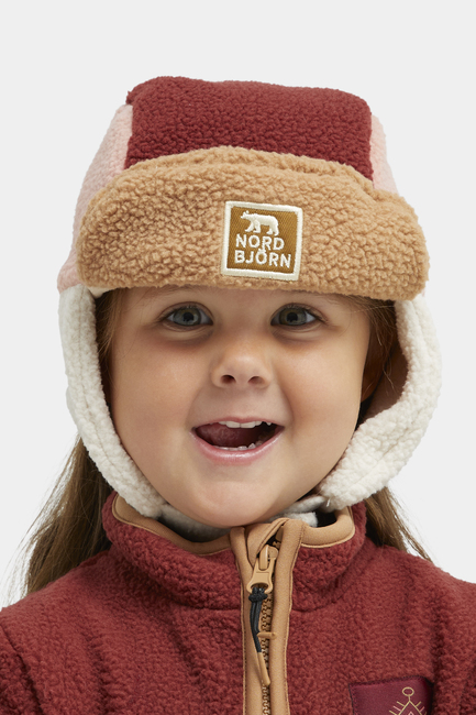 Nordbjörn Knallen Teddyfleece-Mütze, Madder Brown/Rose Dawn/Oatmeal