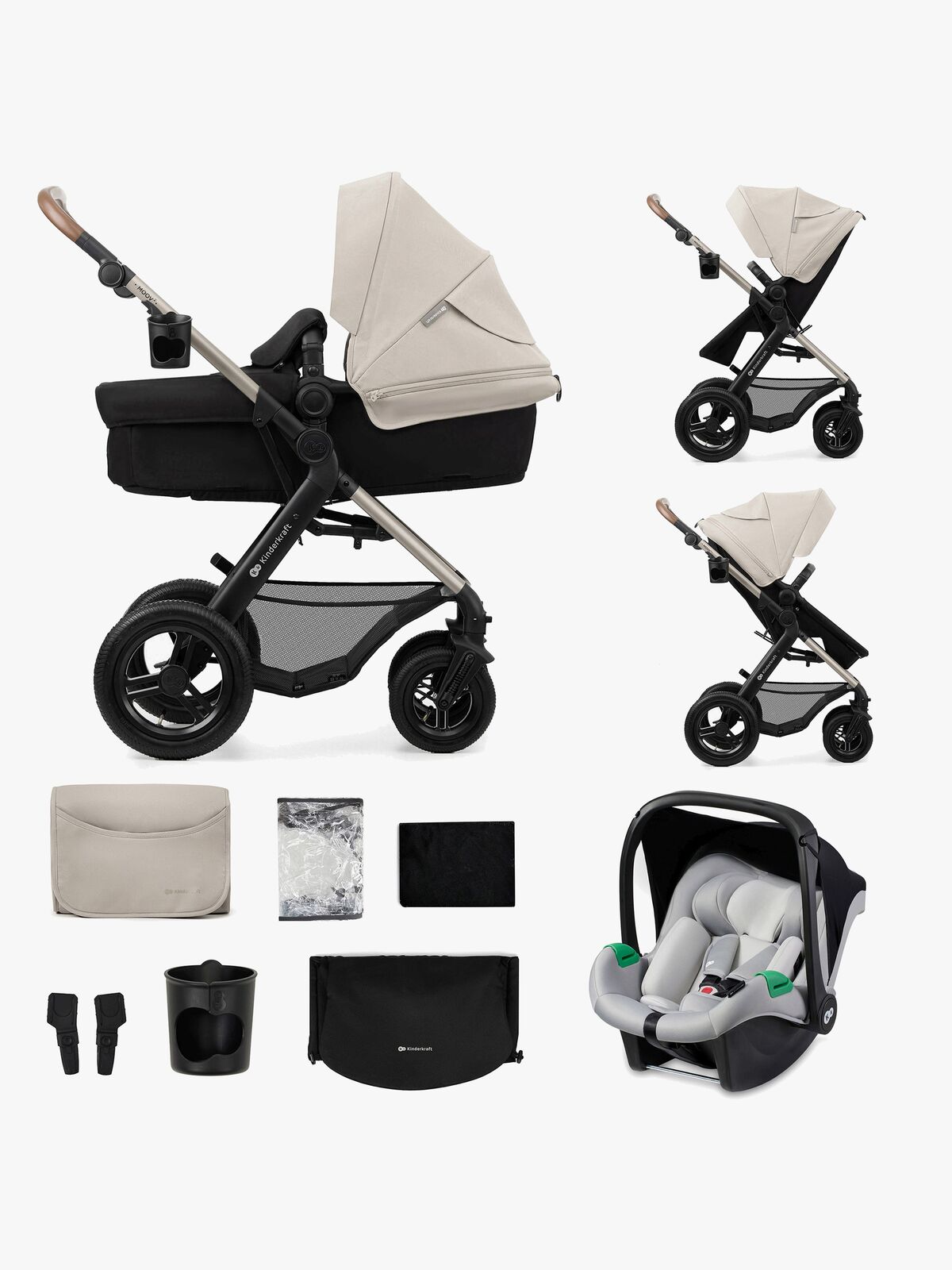 Kinderkraft MOOV 2 Air 3-in-1 Kombikinderwagen, Moonlight Grey