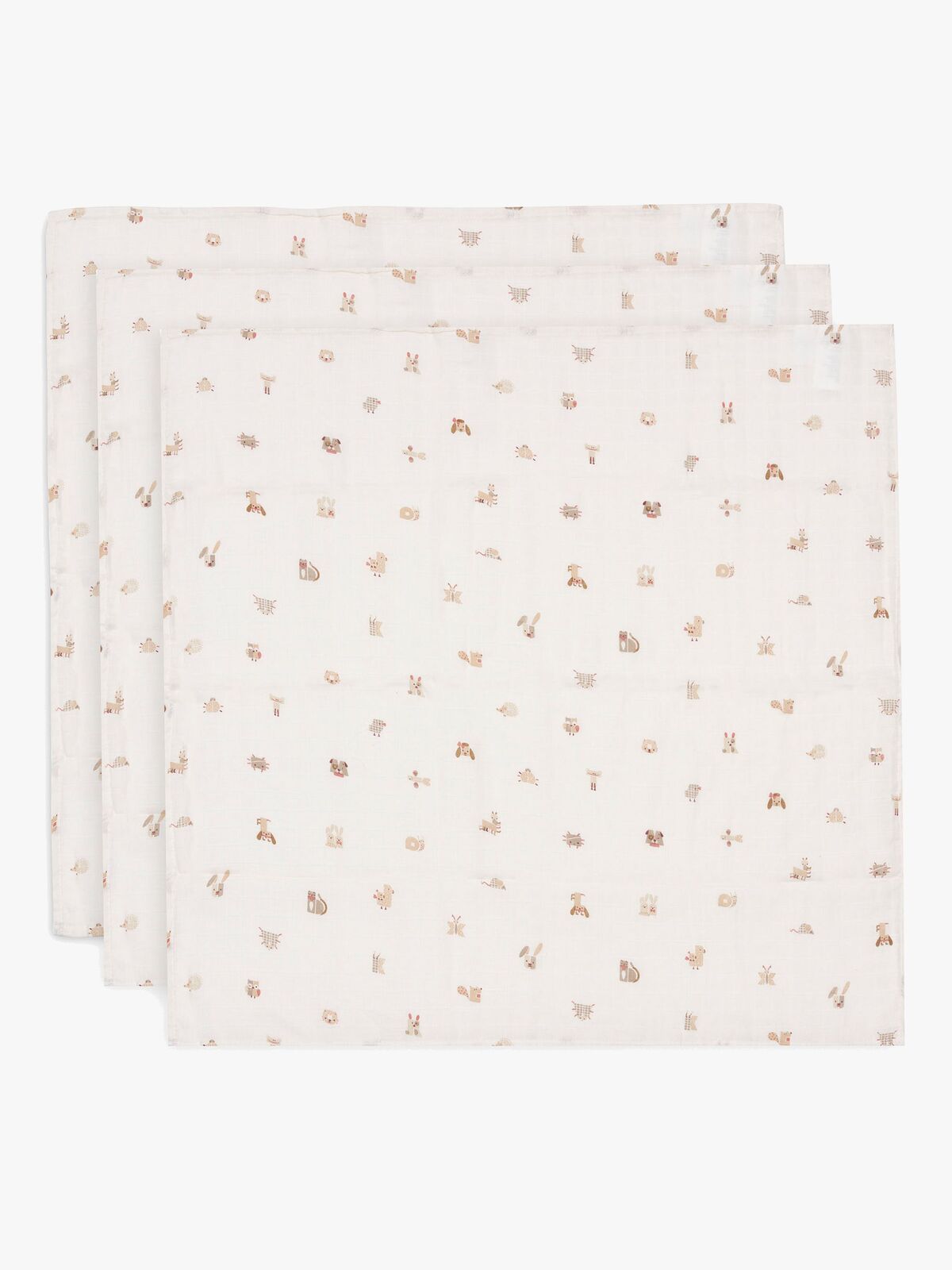 Jollein Musselintuch 70x70 cm 3er-Pack, Animal Friends
