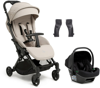 Beemoo Easy Fly Lux 4 Buggy inkl. Route i-Size Babyschale, Sand Beige/Black Stone