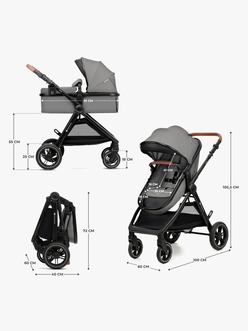 Kinderkraft ESME 2-in-1 Kombikinderwagen, Moonlight Grey