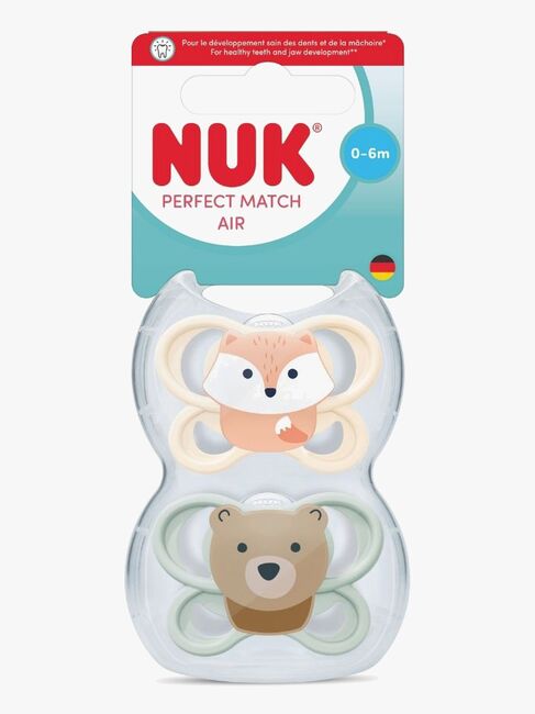 NUK Perfect Match Air Schnuller 2er-Pack Größe 1, Fox/Bear