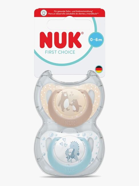 NUK First Choice Classic Schnuller 2er-Pack Größe 1, Bear/Seahorse