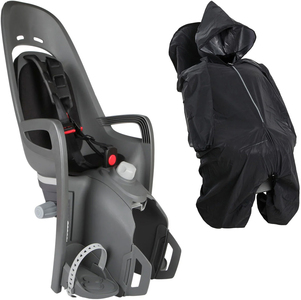 Hamax Zenith Relax Fahrradsitz inkl. Gepäckträgerhalterung & Regenschutz, Grey/Reflective Black