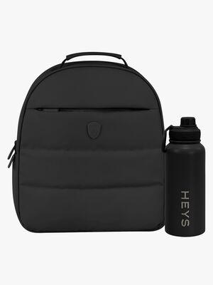 Heys The Puffer Rucksack 13L & Edelstahl-Trinkflasche 946 ml, Black