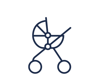 Symbol eines Kinderwagens im minimalistischen Design.