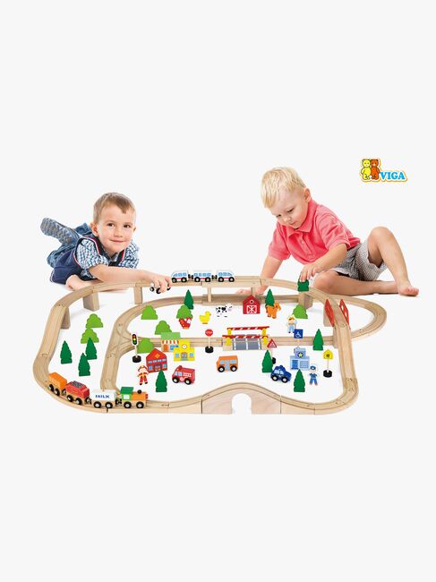 VIGA Eisenbahn-Set 90-teilig