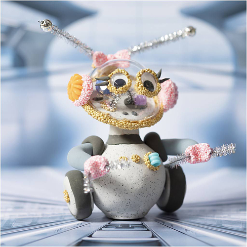 Creativ Company Bastelset Mini Modelliermasse Roboter, Grau/Rosa