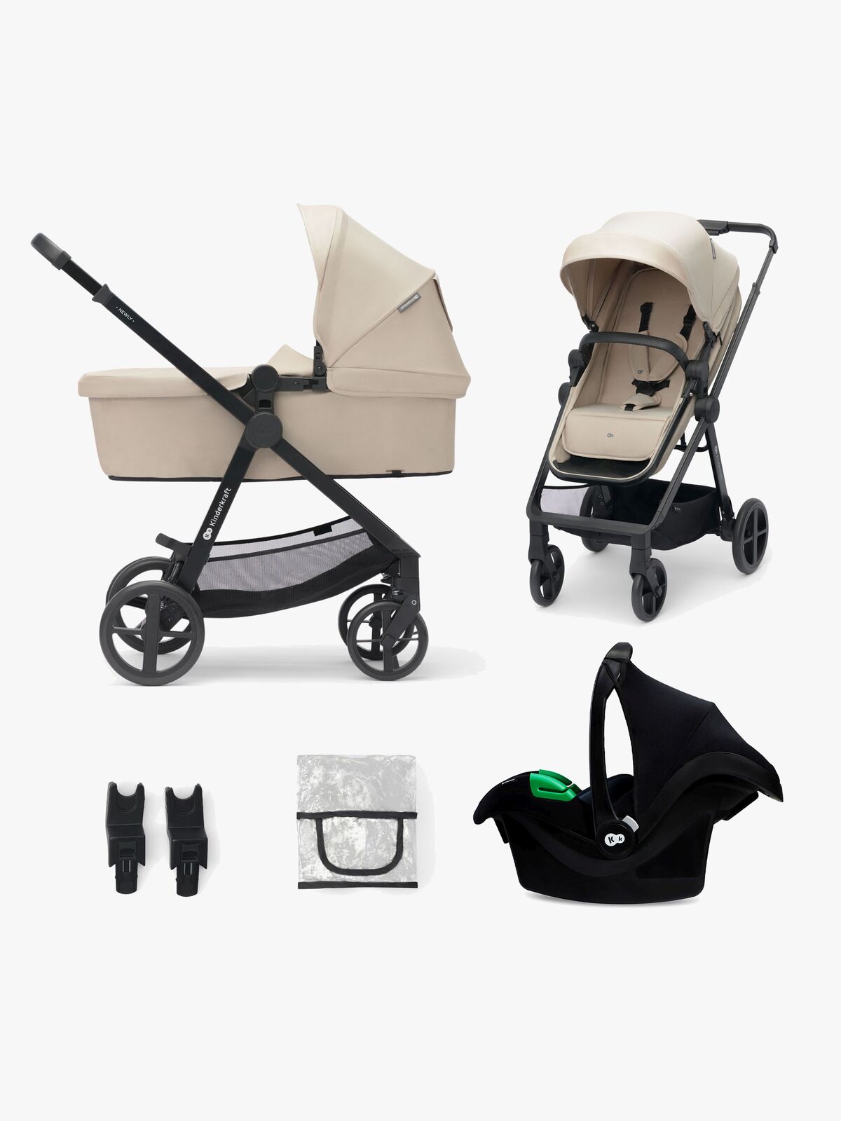 Kinderkraft 3-i-1 NEWLY Kombikinderwagen Travelsystem, Sand Beige