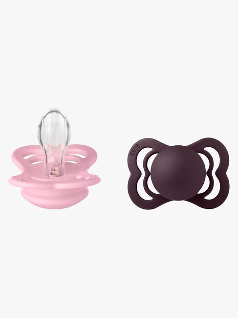 BIBS Supreme Schnuller 2er-Pack Silikon Gr. 1 Symmetrisch, Baby Pink/Plum