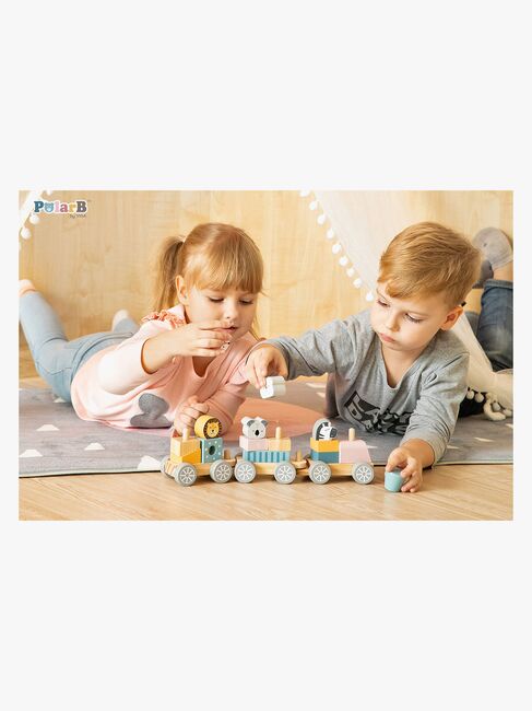 PolarB Zug Mit Holzklötzen Wilde Tiere