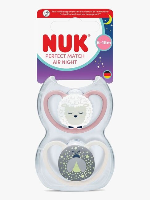 NUK Perfect Match Air Night Schnuller 2er-Pack Größe 2, Sheep