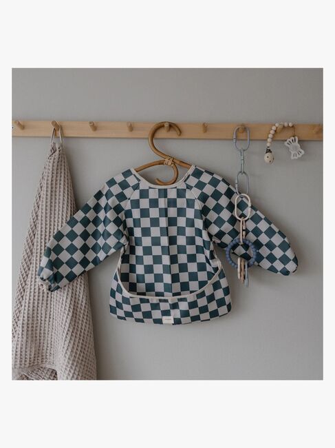 Mushie Langärmliges Lätzchen, Olive Check