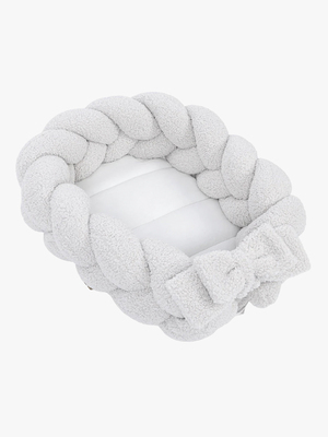 MeowBaby Bearly Babynest mit geflochtenem Schutz, Offwhite