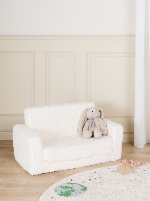 Alice & Fox Cubbie Klapp-Sofa 94x55 cm, White Teddy