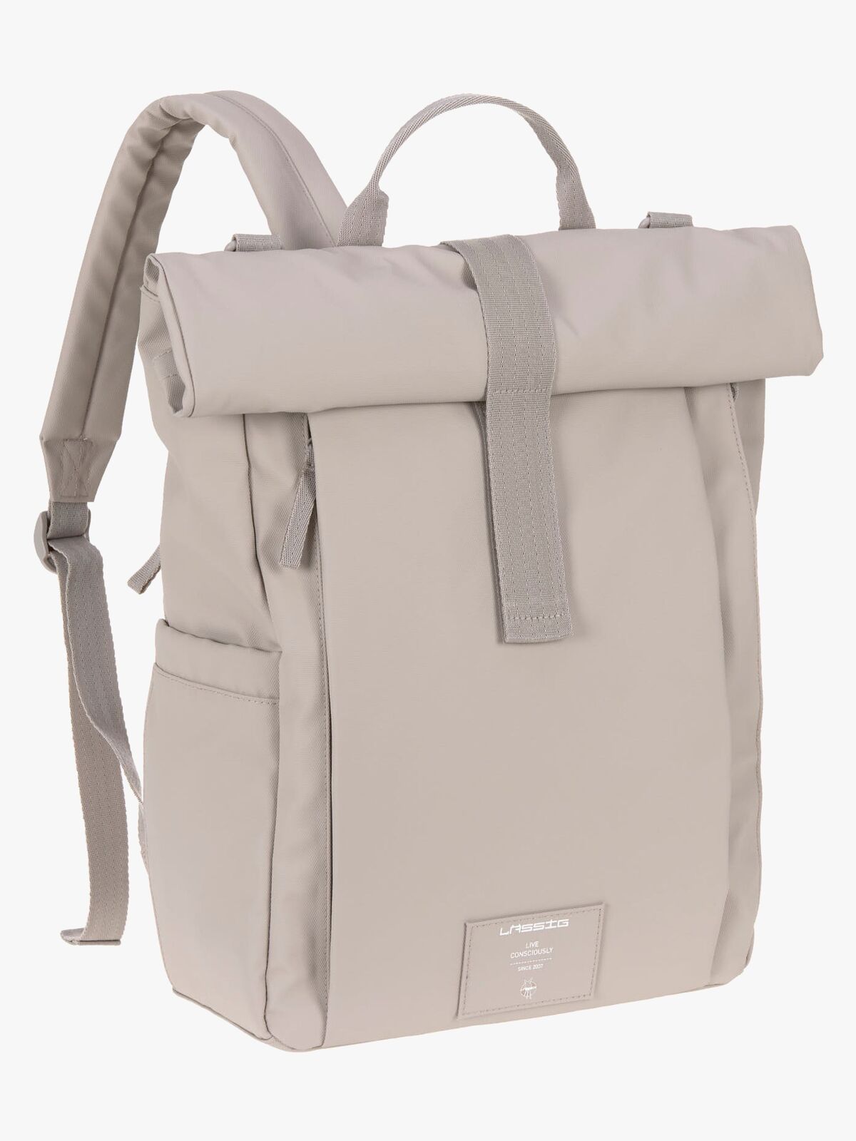 Lässig Rolltop Wickeltasche Rucksack, Taupe