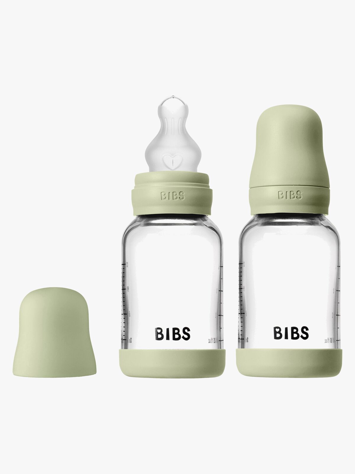 BIBS Slow Flow Glas Fläschchen Silikon 2er-Pack 120 ml, Sage
