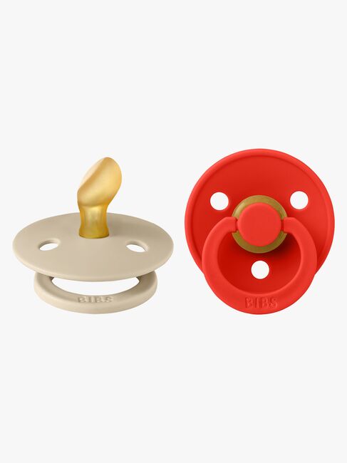 BIBS Colour Schnuller 2er-Pack Latex Größe 1 Anatomisch, Vanilla/Candy Apple
