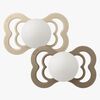 BIBS Supreme Schnuller 2er-Pack Silikon Gr. 2 Symmetrisch, Vanilla Glow/Dark Oak Glow