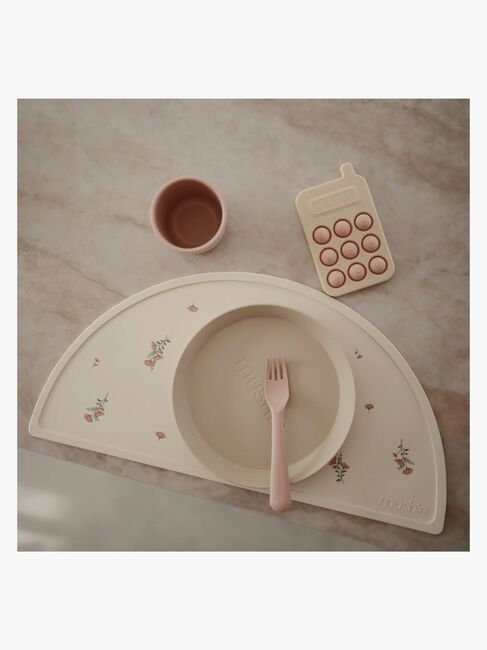 Mushie Tischset Silikon, Pink Flowers