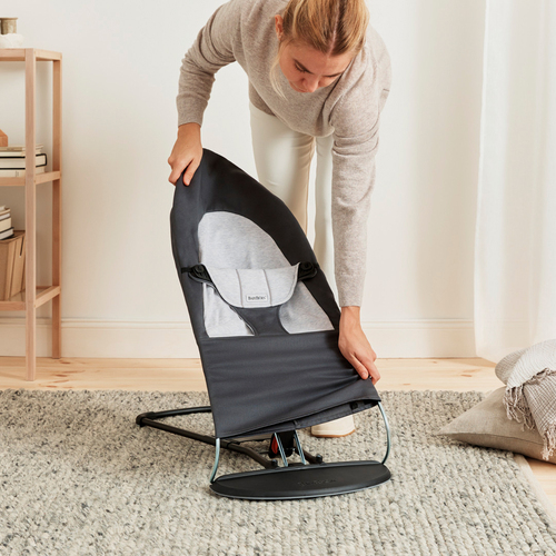 BabyBjörn Balance Soft Babywippe Gewebt Jersey-Stoff, Dunkelgrau/Grau