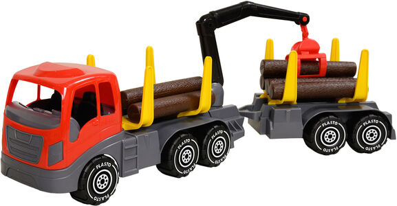 Plasto Holztransporter mit Kran, Anhänger & Stämmen 74 cm