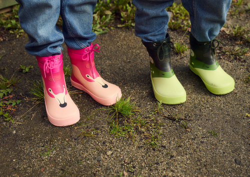 Viking Alv Paw Print Barefoot Gummistiefel, Light Green/Green