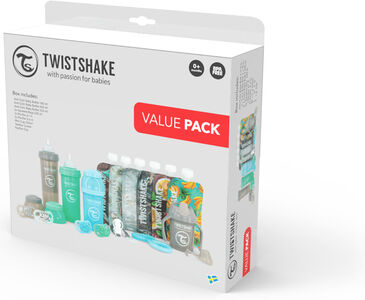 Twistshake Baby Bottle Kit, Blau/Grün/Grau