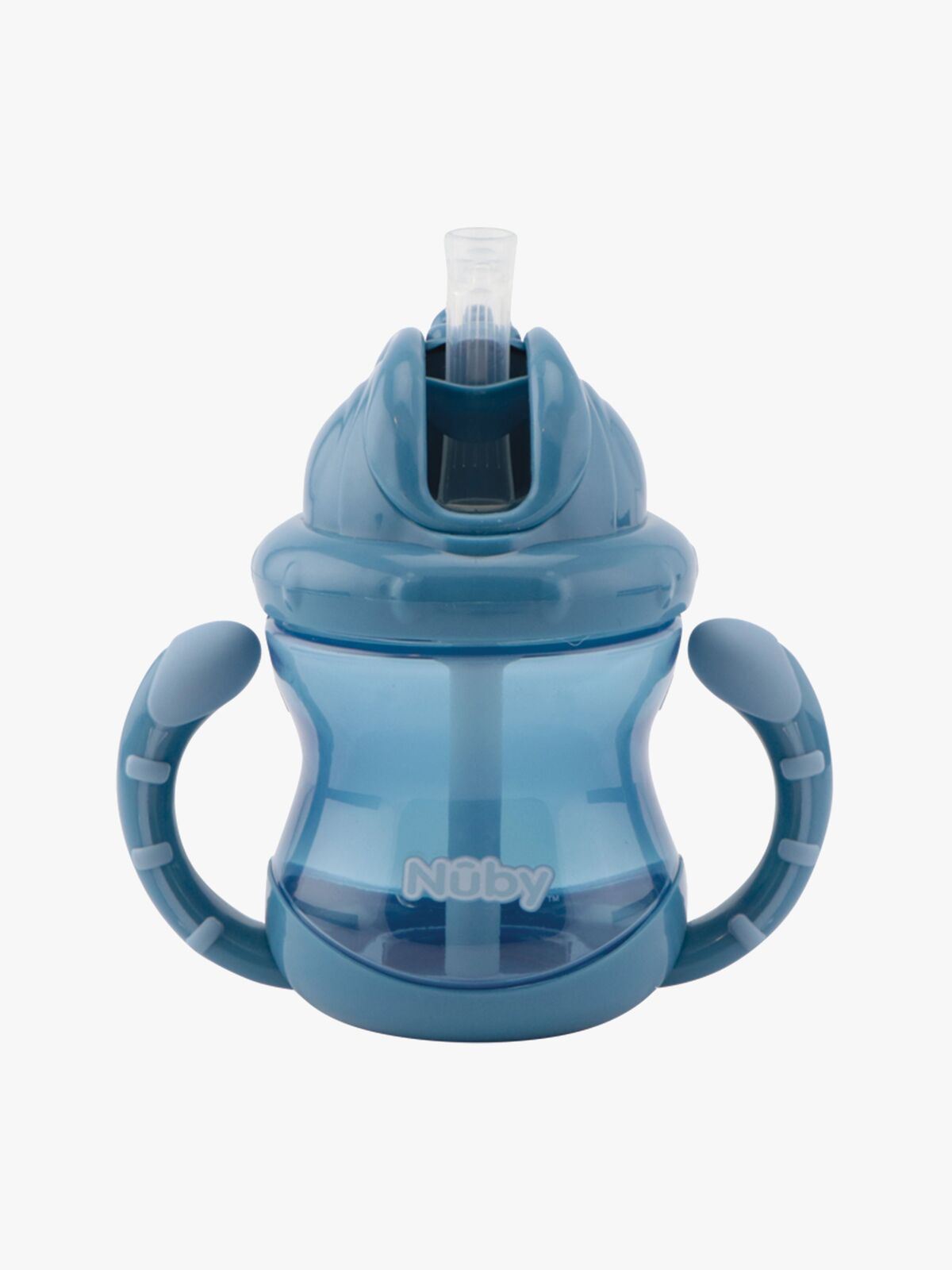 Nuby Twin Handle Flip It Becher 240 ml +12 m, Blau