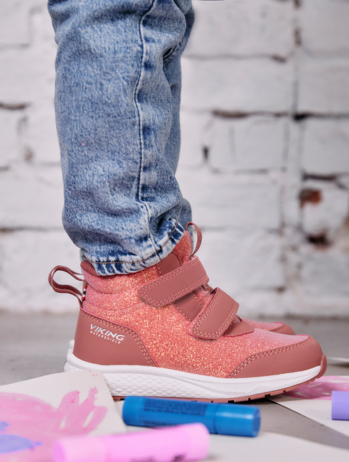 Viking Bouncy Glitzer Mid 2V WP Sneaker, Pink
