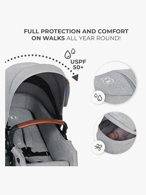 Kinderkraft Multifunctional 3-in-1 B-Tour Mink Pro Kombikinderwagen, Light Grey