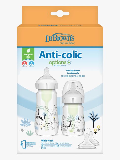 Dr. Brown WideNeck Options+ Babyflaschen 150 ml + 270 ml 2er-Pack, Jungle