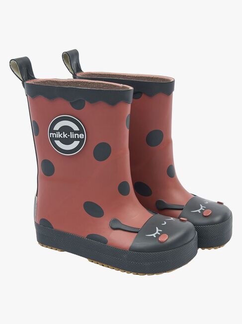 Mikk-Line Barefoot Ladybug Gummistiefel, Henna