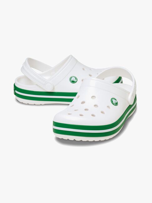 Crocs Crocband Kids Sandalen, White/Green Ivy